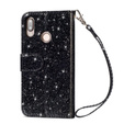 Flip case for Huawei P20 Lite, Glitter Zipper Wallet, black