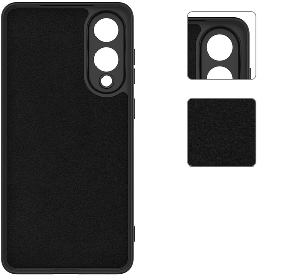 Case for Samsung Galaxy S25 Edge, Silicone Lite, black + 9H glass