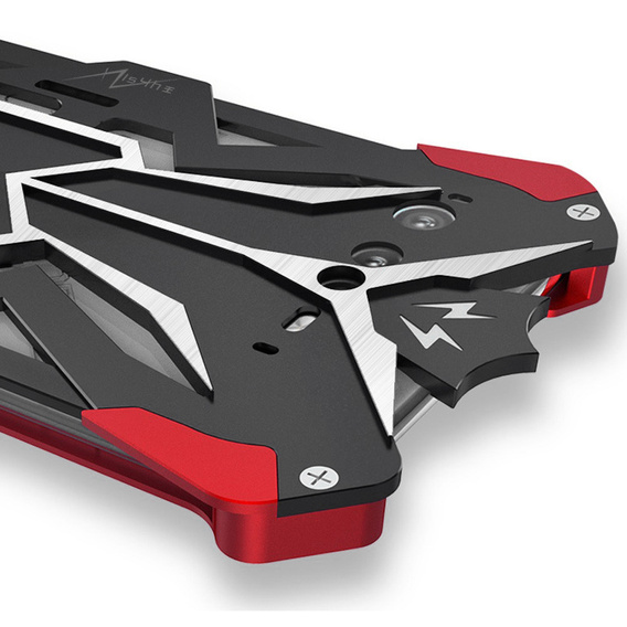 Armored case for Asus ROG Phone 7 5G, Aluminum Alloy, black / red