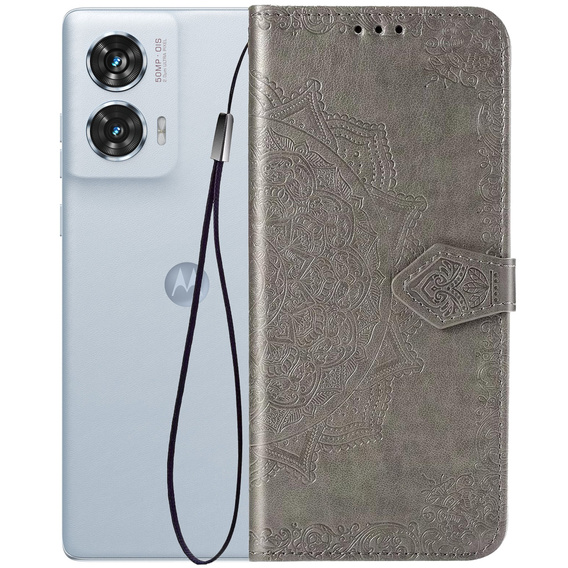 Flip case for Motorola Edge 50 Fusion 5G, Mandala, grey