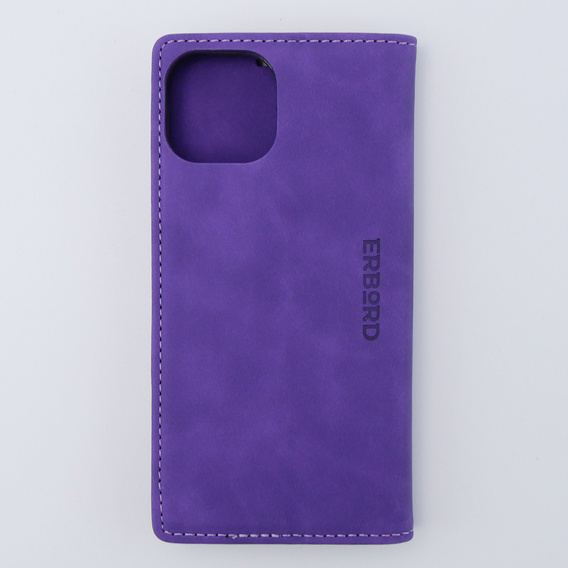 Case for iPhone 15, ERBORD Vintage, wallet with flap, purple