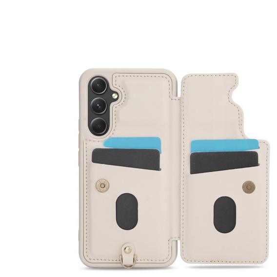 Case for Samsung Galaxy S23 FE, Leather Flower Card Slot, beige