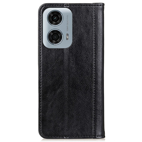 Case for Motorola Moto G24 / G24 Power / G04, Wallet Litchi Leather, black