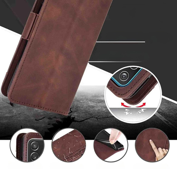 Flip case for Motorola Edge 50 Pro, Card Slot, brown