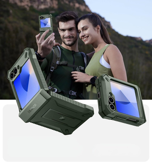 Armored Case for Samsung Galaxy Z Flip7 FE / Z Flip6, Dexnor Clip Holder, green