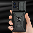 Armored case for Motorola Edge 30 Fusion 5G, Camera Slide Card Slot, black