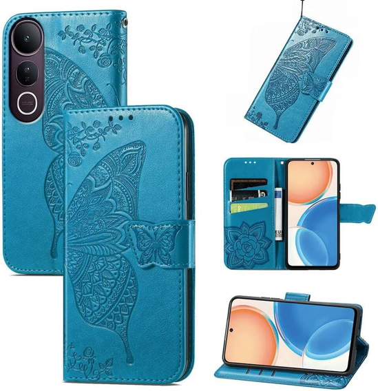 Flip case for Vivo V50 Lite 4G / 5G, Butterfly, blue