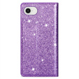 Flap case for iPhone 16E, Card Slot Glittery, purple