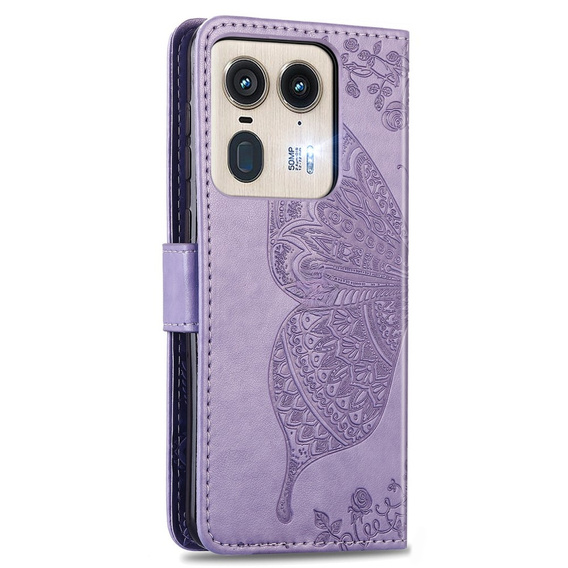 Flip case for Motorola Edge 50 Ultra, Butterfly, purple