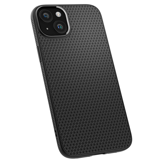 Spigen case for iPhone 15, Liquid Air, black + 9H Tempered Glass