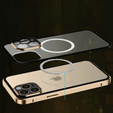 Magnetic Dual Glass MagSafe case for iPhone 14 Pro, gold