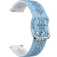 Universal 20mm Soft Hollowed-out Silicone Strap, blue/white