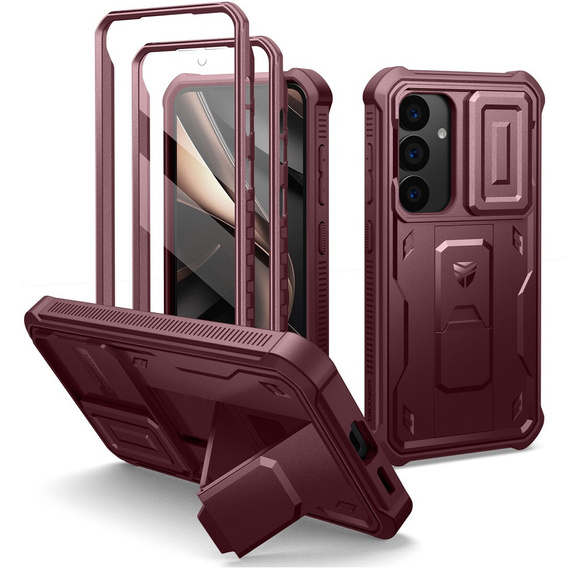 Armored case for Samsung Galaxy S25, Dexnor Full Body (Two Frames), red