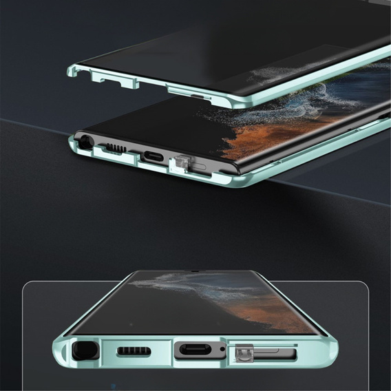 Case for Samsung Galaxy S22 Ultra, Magnetic Dual Glass, green