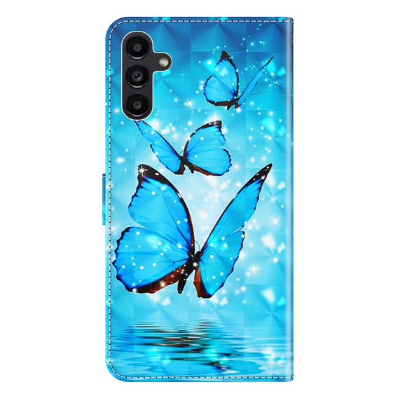 Flip case for Samsung Galaxy A14 4G/5G, Wallet Butterfly, blue