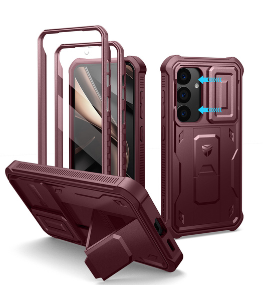 Armored case for Samsung Galaxy S25, Dexnor Full Body (Two Frames), red