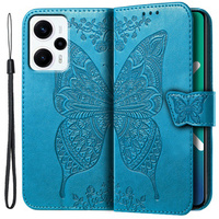 Flip case for Xiaomi Poco F5, Butterfly, blue