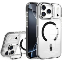 Case for iPhone 17 Pro Max, for MagSafe, with stand, transparent with black inserts