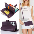 Flip case for Samsung Galaxy S24 Ultra, Wallet Zipper Pocket RFID, with shoulder strap, black