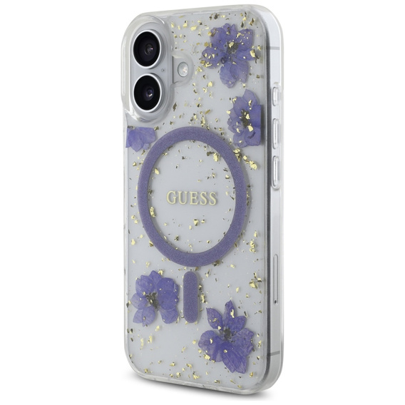 GUESS HC MagSafe Resin Flowers and Glitter Case for iPhone 16
