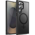 Case for Samsung Galaxy S25 Ultra, for MagSafe, ERBORD Matt Case, black + Screen Glass