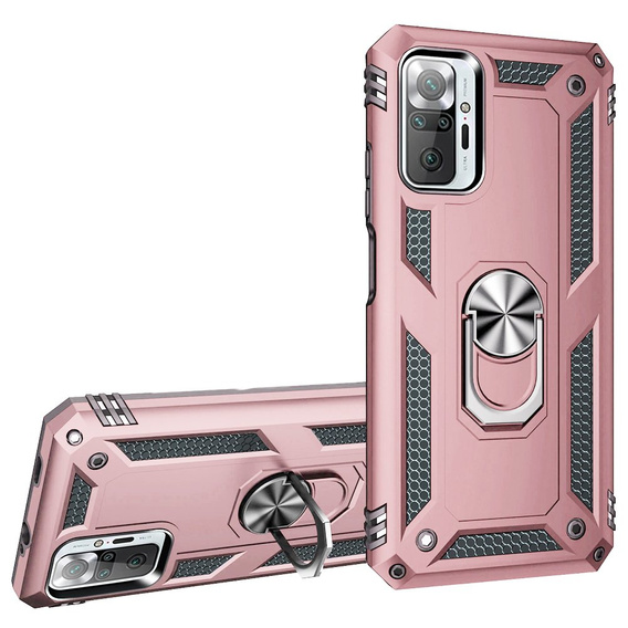 Armor Case for Xiaomi Redmi Note 10 Pro, Nox Case Ring, pink rose gold
