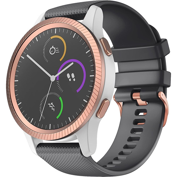 Silicone strap 20mm, Black/Black Buckle