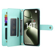 Flip case for Xiaomi 14T, Wallet Zipper Pocket, green