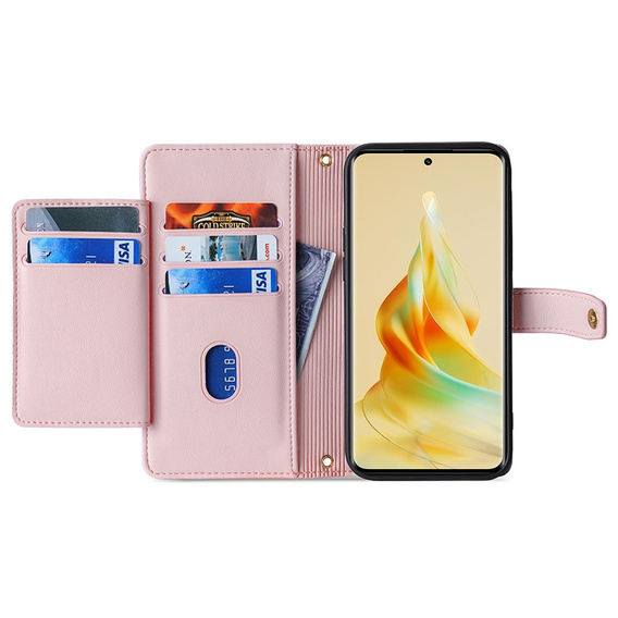 Flip case for Oppo Reno8 T 4G, Wallet Zipper Pocket, pink