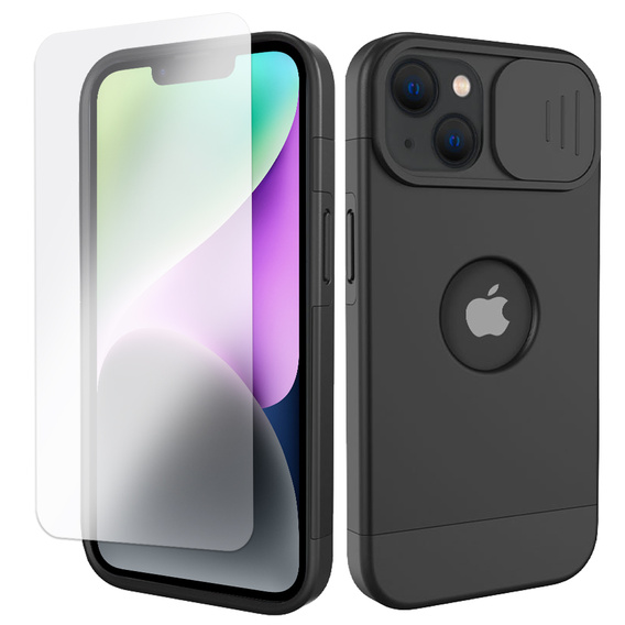 ERBORD MagSafe Cam Slider Case, Black + Screen Protector for iPhone 13 / iPhone 14