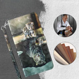 Flip case for Samsung Galaxy A14 4G/5G, Wallet, Cat & Tiger, grey
