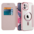 Flip case for iPhone 11, RFID Wallet MagSafe CamShield, pink rose gold