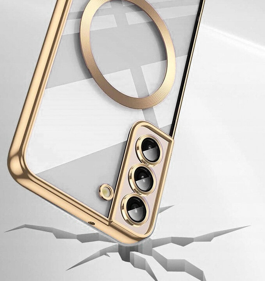 Case for Samsung Galaxy S21 FE, Electro MagSafe, gold + Screen Glass