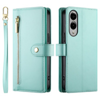 Flip case for Samsung Galaxy S25 Edge, Wallet Zipper Pocket, mint