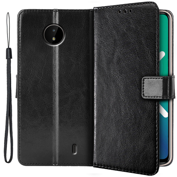 Flip case for Nokia C10 / C20, Crazy Horse Wallet, black
