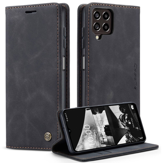 CASEME case for Samsung Galaxy M33 5G, Leather Wallet Case, black