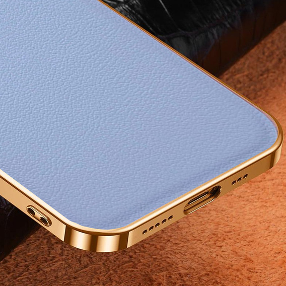 Case for iPhone 14 Plus, Cowhide Leather, blue