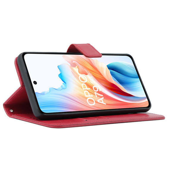 Flip case for Oppo A79 5G, Crazy Horse Wallet, red