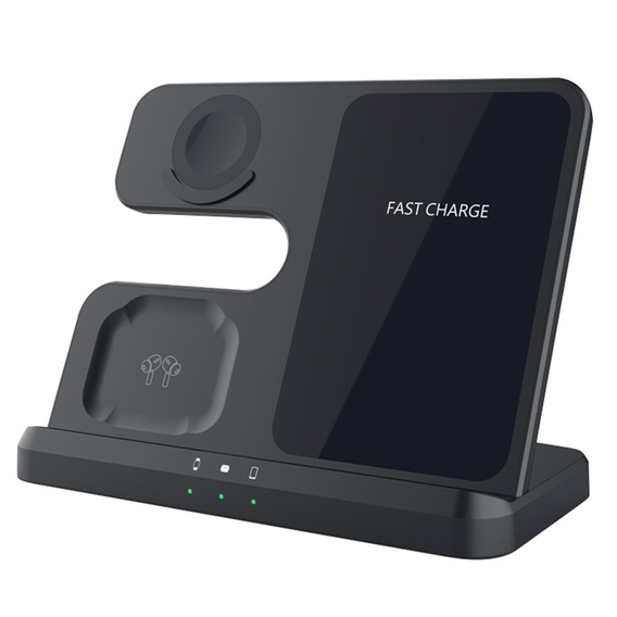 3-in-1 Wireless Induction Charger QI Fast Charger for Samsung S25 S24 S23 Galaxy Watch Buds Station Black