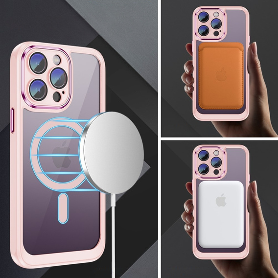 Case for iPhone 15 Pro, ERBORD Impact Guard, MagSafe, pink