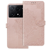 Flip case for Xiaomi Poco X6 Pro 5G, Mandala, pink rose gold