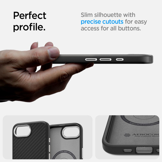 Spigen Case for iPhone 16E, Enzo Aramid MagSafe, carbon black + 9H Tempered Glass