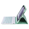 Case + keyboard Samsung Galaxy Tab A9, Leather Pen Slot, light green