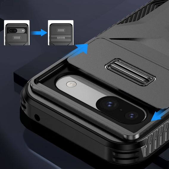 Case for Google Pixel 8a, Slide Lens Lid, black