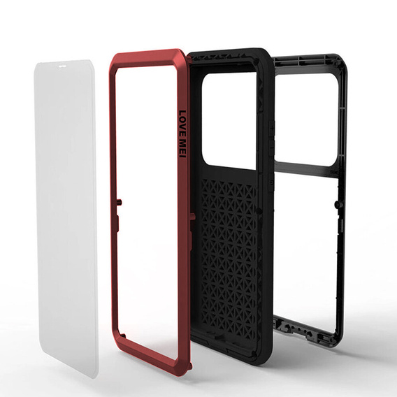 Love Mei Case for Samsung Galaxy S20 Ultra, armored with glass, red