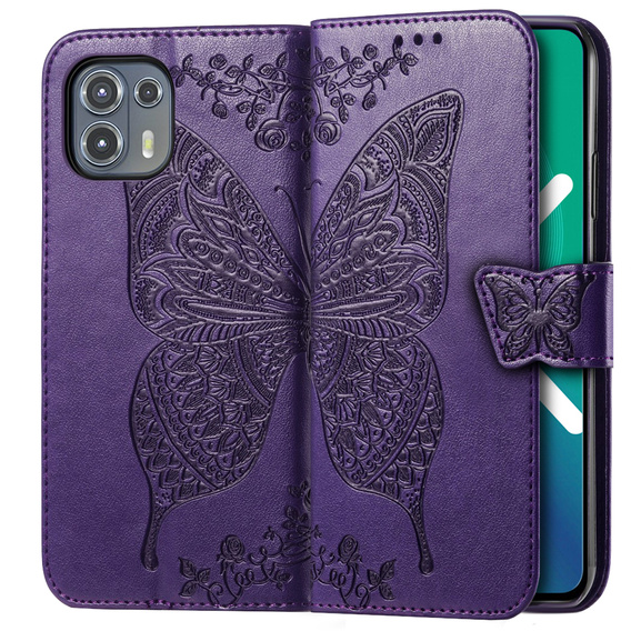 Flip case for Motorola Edge 20 Lite, Butterfly, purple