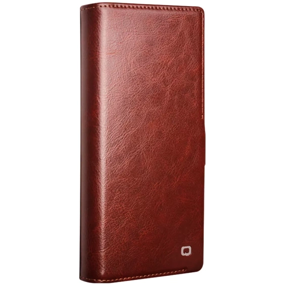 Flip case for Samsung Galaxy S25 Ultra, QIALINO Leather Wallet, dark brown