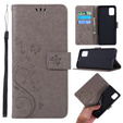 Flip case for Samsung Galaxy A51, Butterfly Flower, grey