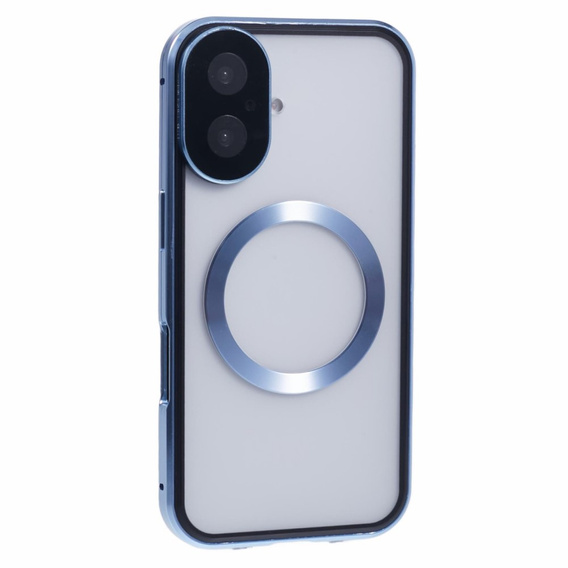 Magnetic Dual Glass MagSafe case for iPhone 16, blue