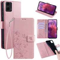 Flip case for Motorola Moto E14, Butterfly, pink rose gold